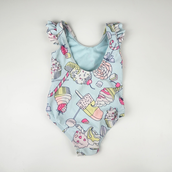 GAP Blue and Pink One Piece Swimsuit with Ruffled Straps - Picture 4 of 6